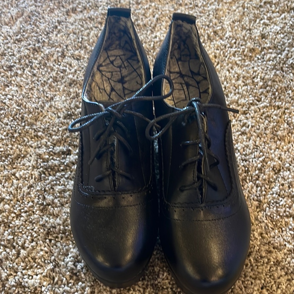 Black lace up platform shoes